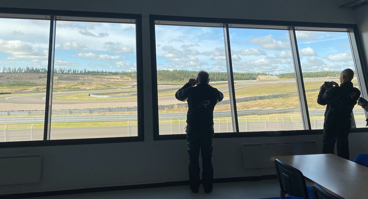View of the race track from pit building
